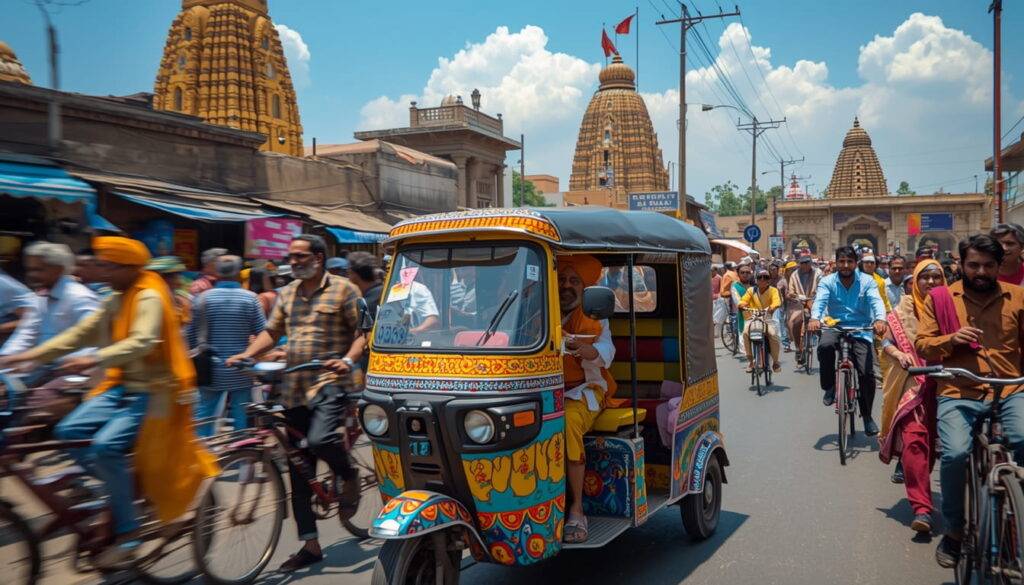alt="e rickshaw in Vrindavan"